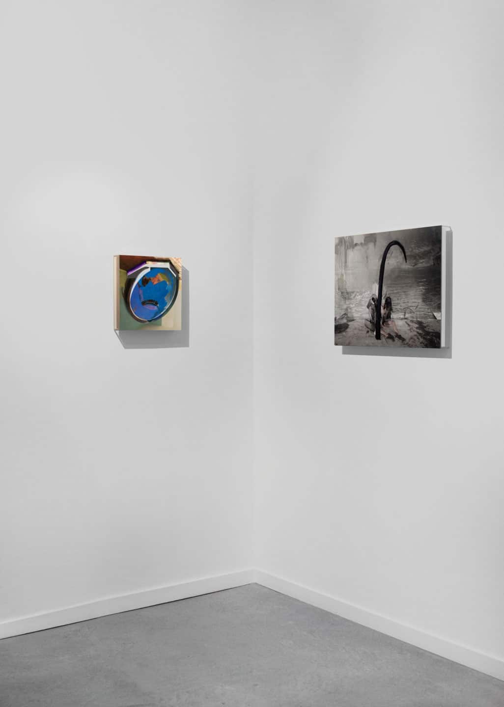 Alex Fischer, (LEFT) Purple Jesus, 2011. (RIGHT) bow, 2012  installed in 'Beyond The Fall' at O'Born Contemporary